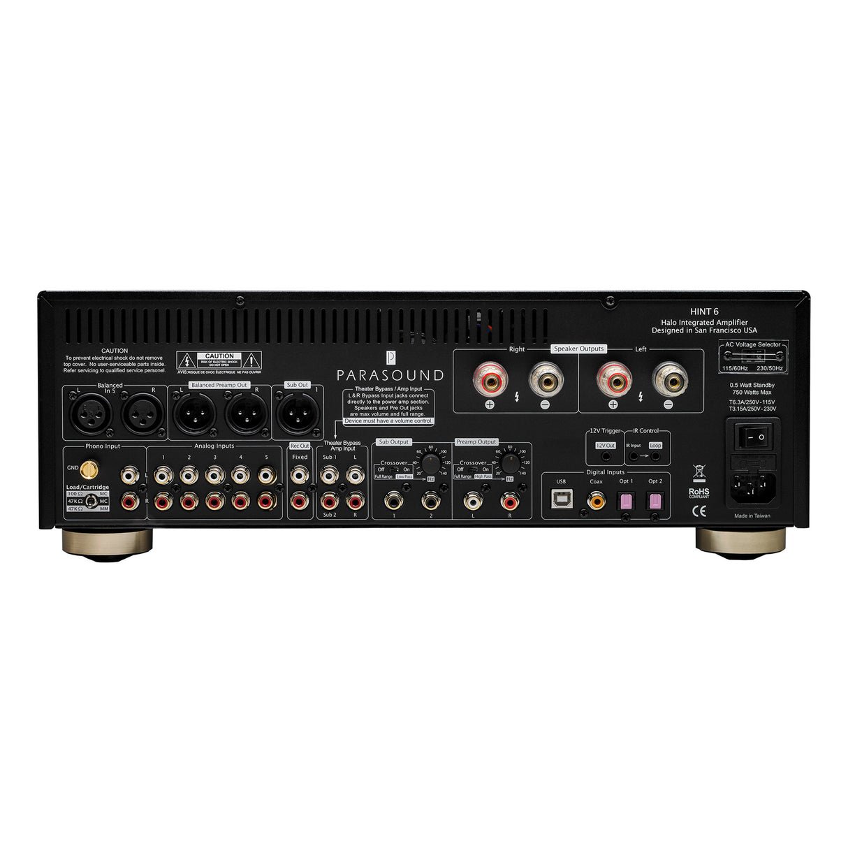 Parasound Hint 6 Halo - 2 Channel Integrated Stereo Amplifier (Black) - view 3