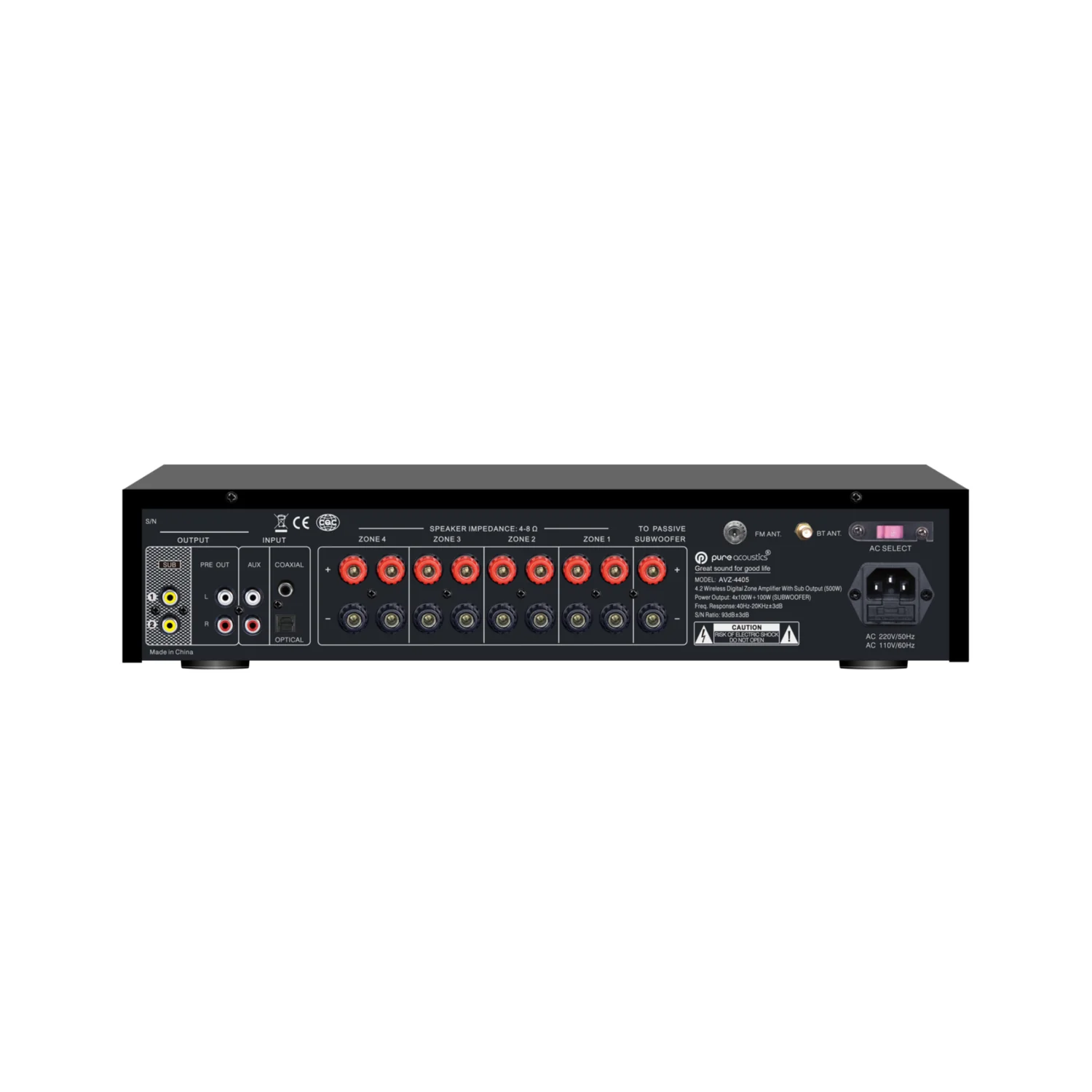 Pure Acoustics Maestra AVZ 4405 - 4 Zone Stereo Professional Power Amplifier - view 1