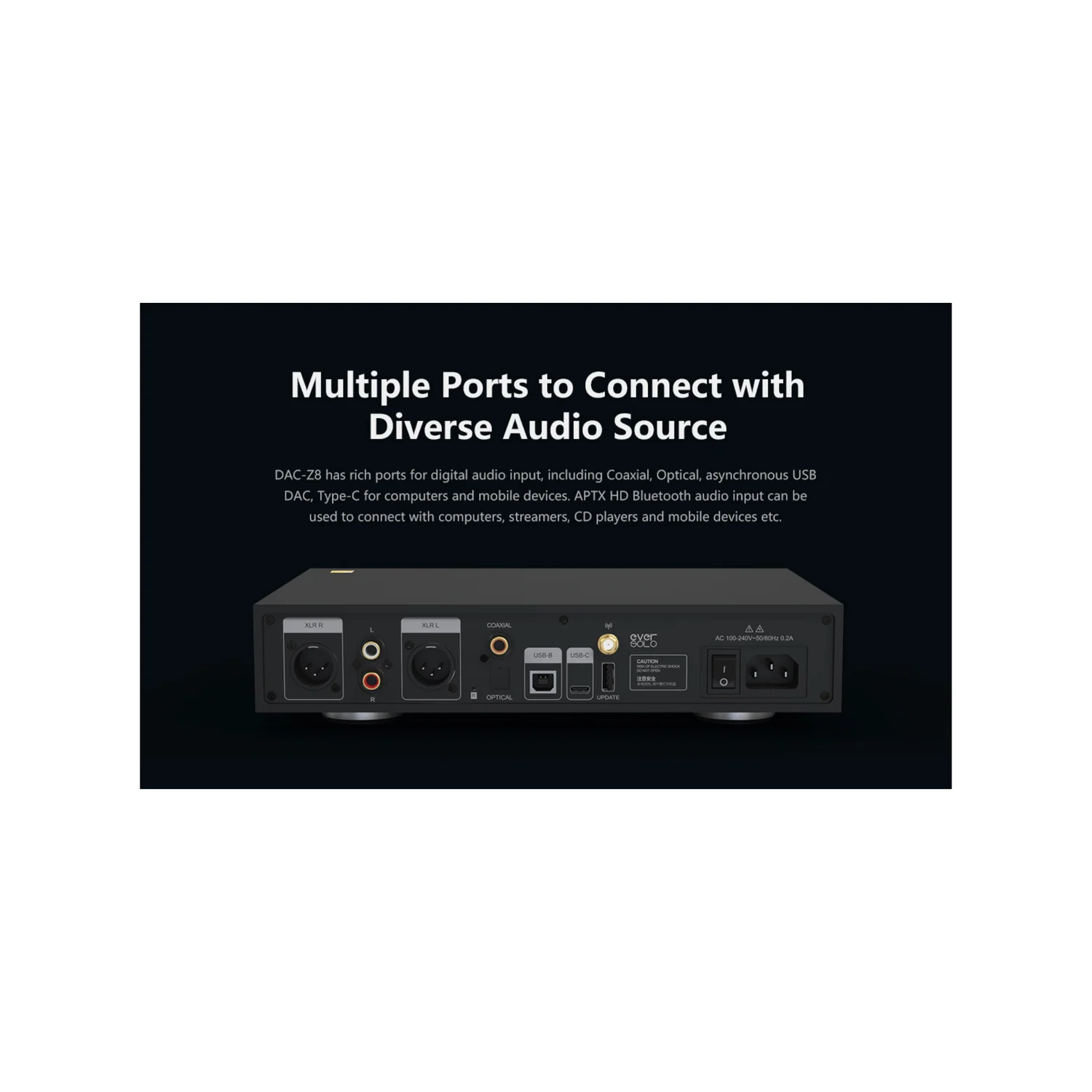EverSolo DAC-Z8 Digital to Analog Converter (DAC) - (Sabre flagship ES9038Pro 32 bits D\A converter chip) - view 3