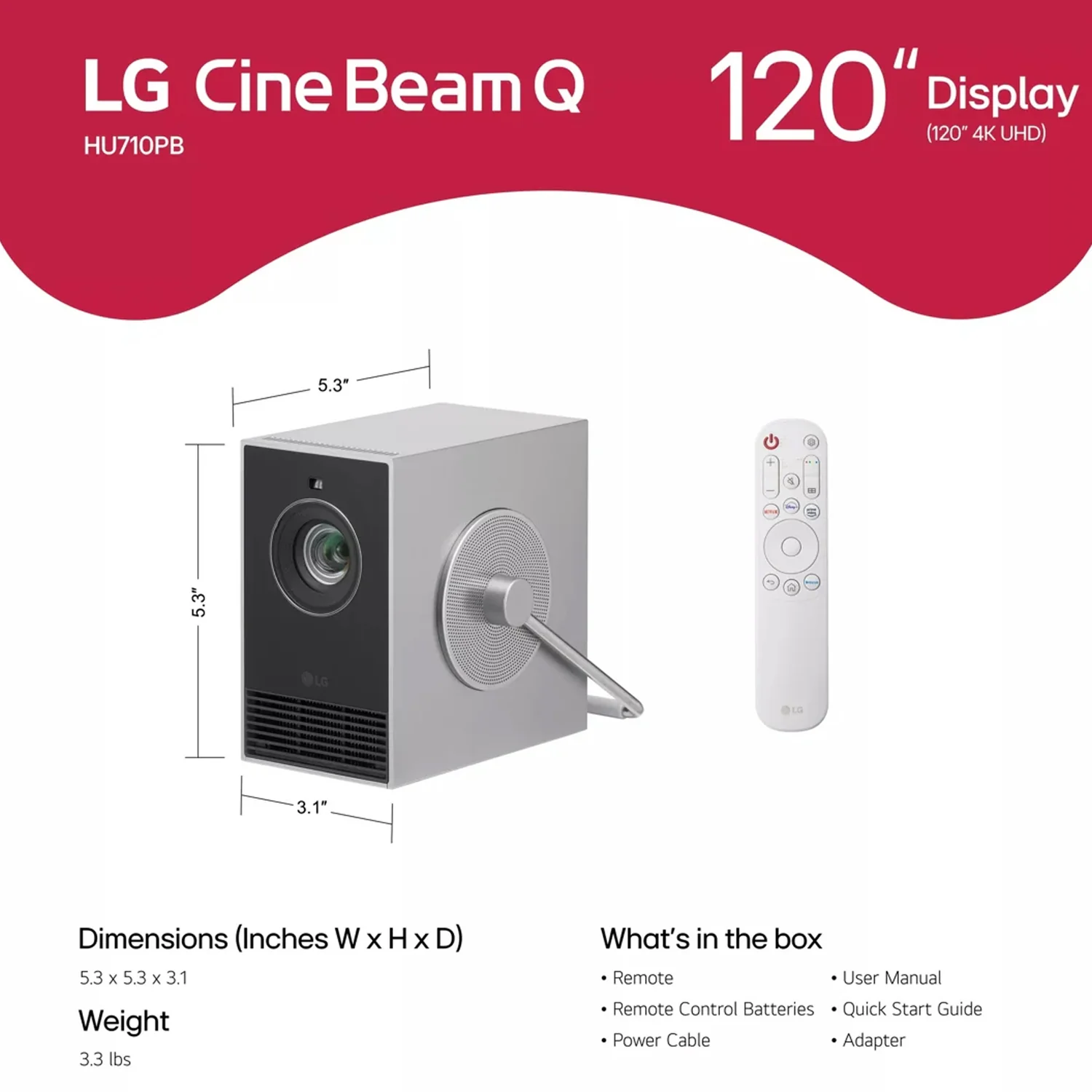LG CineBeam HU710PB - 4K UHD Smart Portable Laser Projector - view 1
