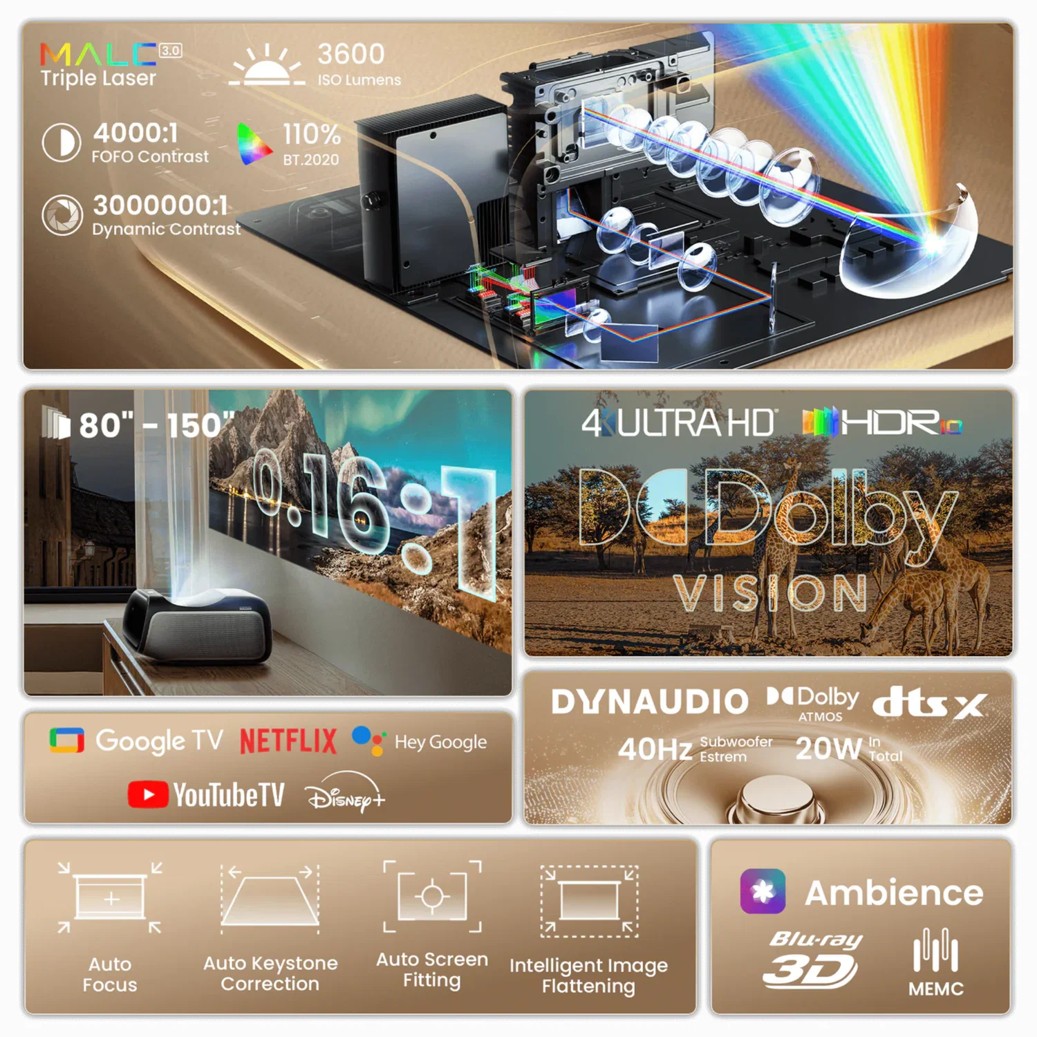 JMGO O2S Ultra 4K Triple Laser Ultra-Short Throw Projector - view 6