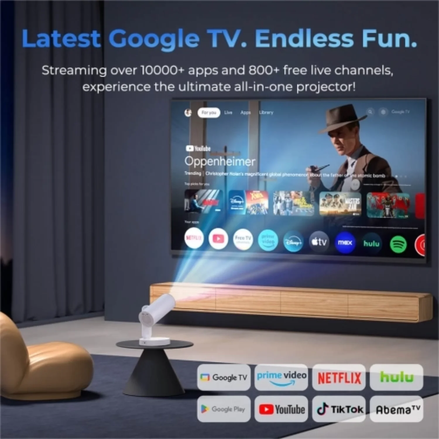 ETOE Starfish Plus - 300 Lumens 1080P Full HD DLP Google TV Smart Portable Projector - view 4