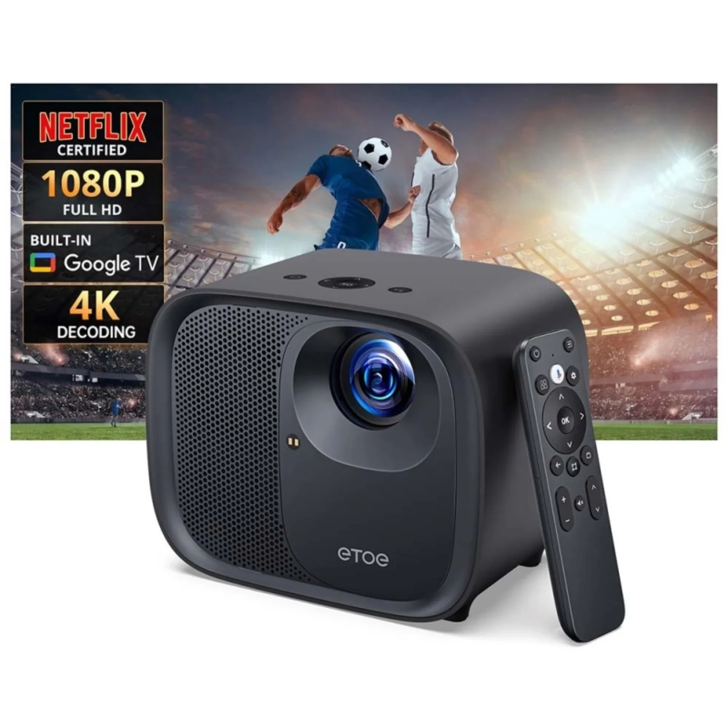 ETOE E3 Pro - 600 Lumens 1080P Full HD DLP Google TV Smart Portable Projector - view 2