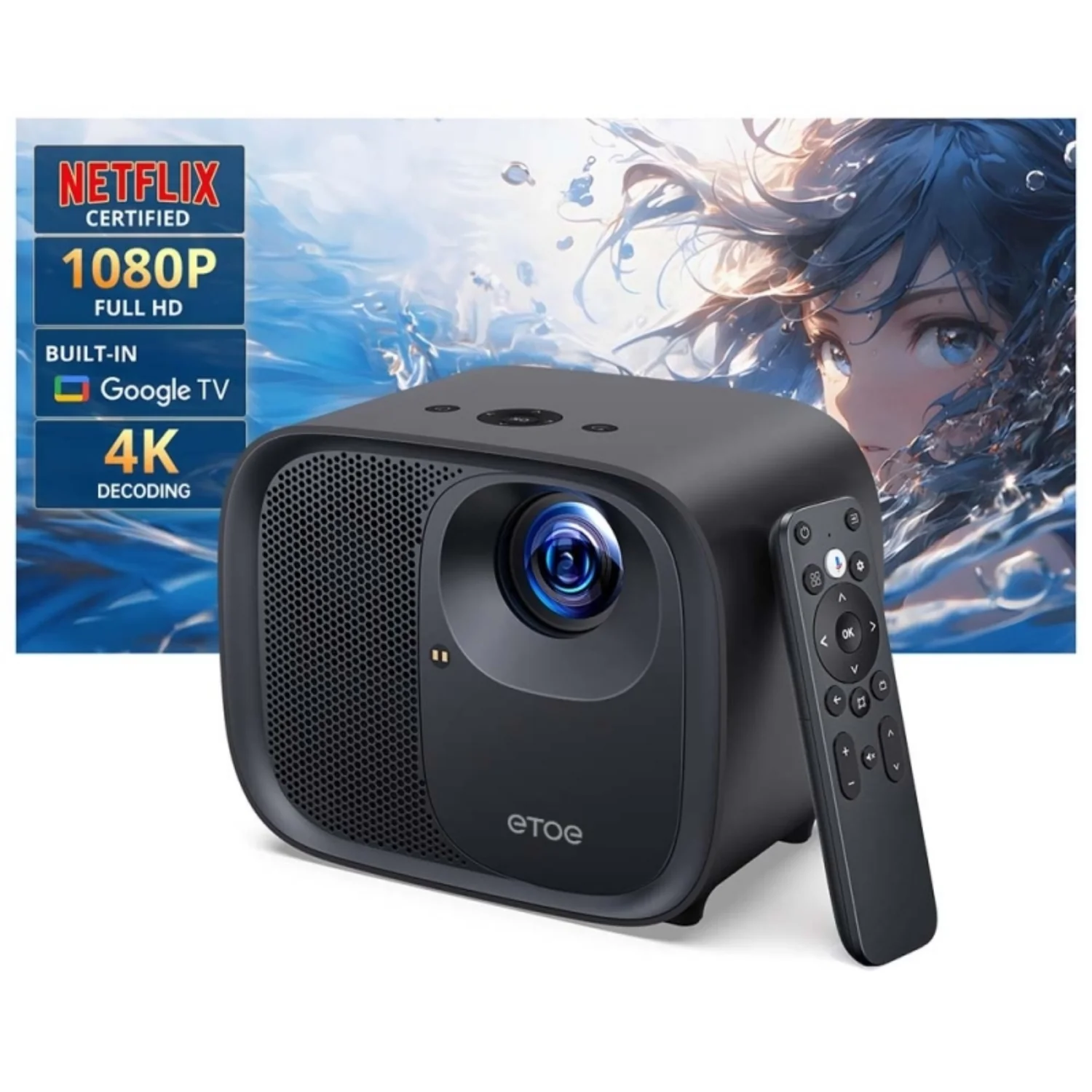 ETOE E3 Pro - 600 Lumens 1080P Full HD DLP Google TV Smart Portable Projector - view 3