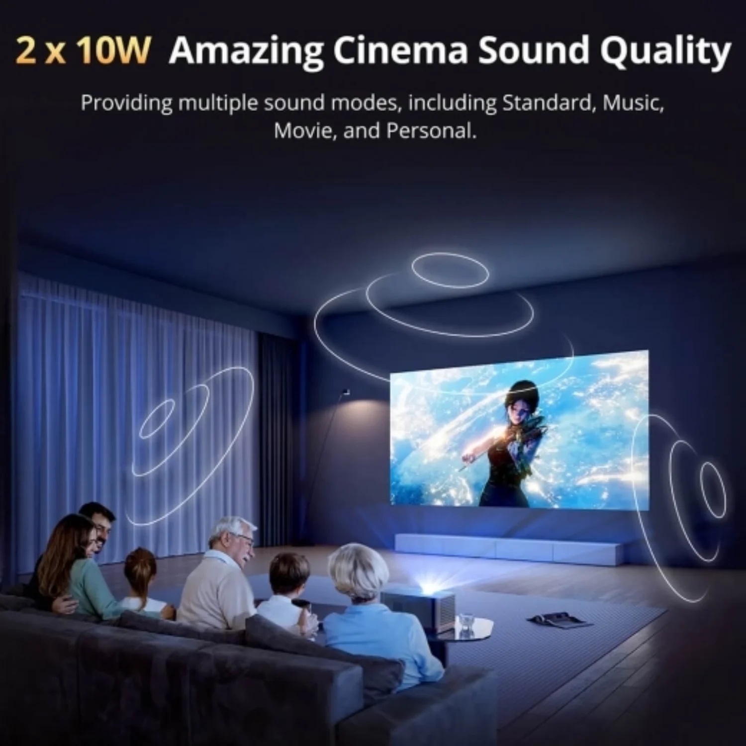 ETOE Whale Pro - 1500 Lumens 1080P Full HD DLP Google TV Smart Portable Projector - view 2