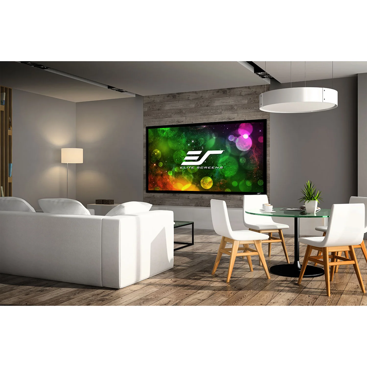 Elite Screens SB100WH2 - 100 Inches Sable Frame B2 Series 3D 4K/8K UHD Fixed Frame Home Theatre Projection Screen - CineWhite (16:9) - view 1