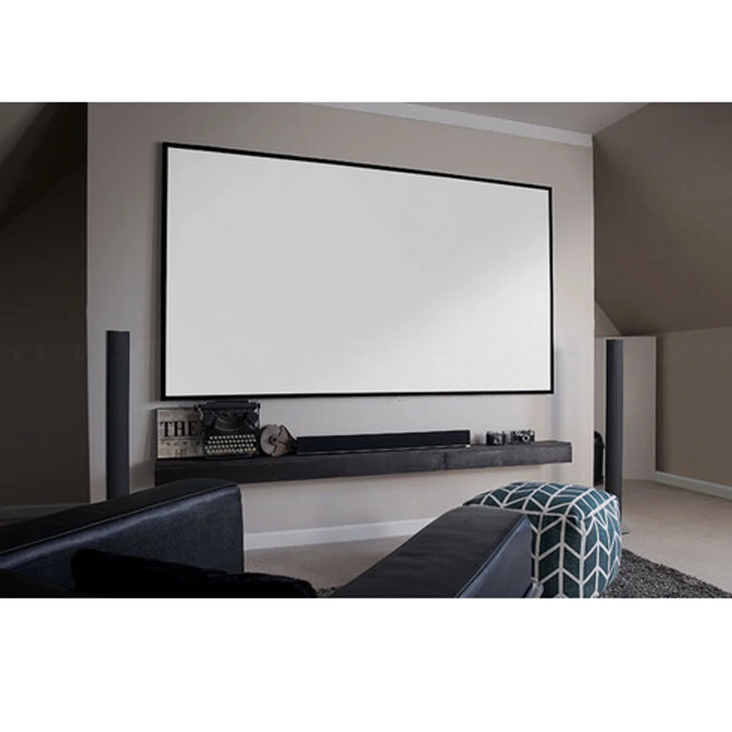 Elite Screens AR100WH2 - 100 Inches Edge Free/Edgeless 3D 4K/8K UHD Fixed Frame Home Theatre Projection Screen - CineWhite (16:9) - view 3