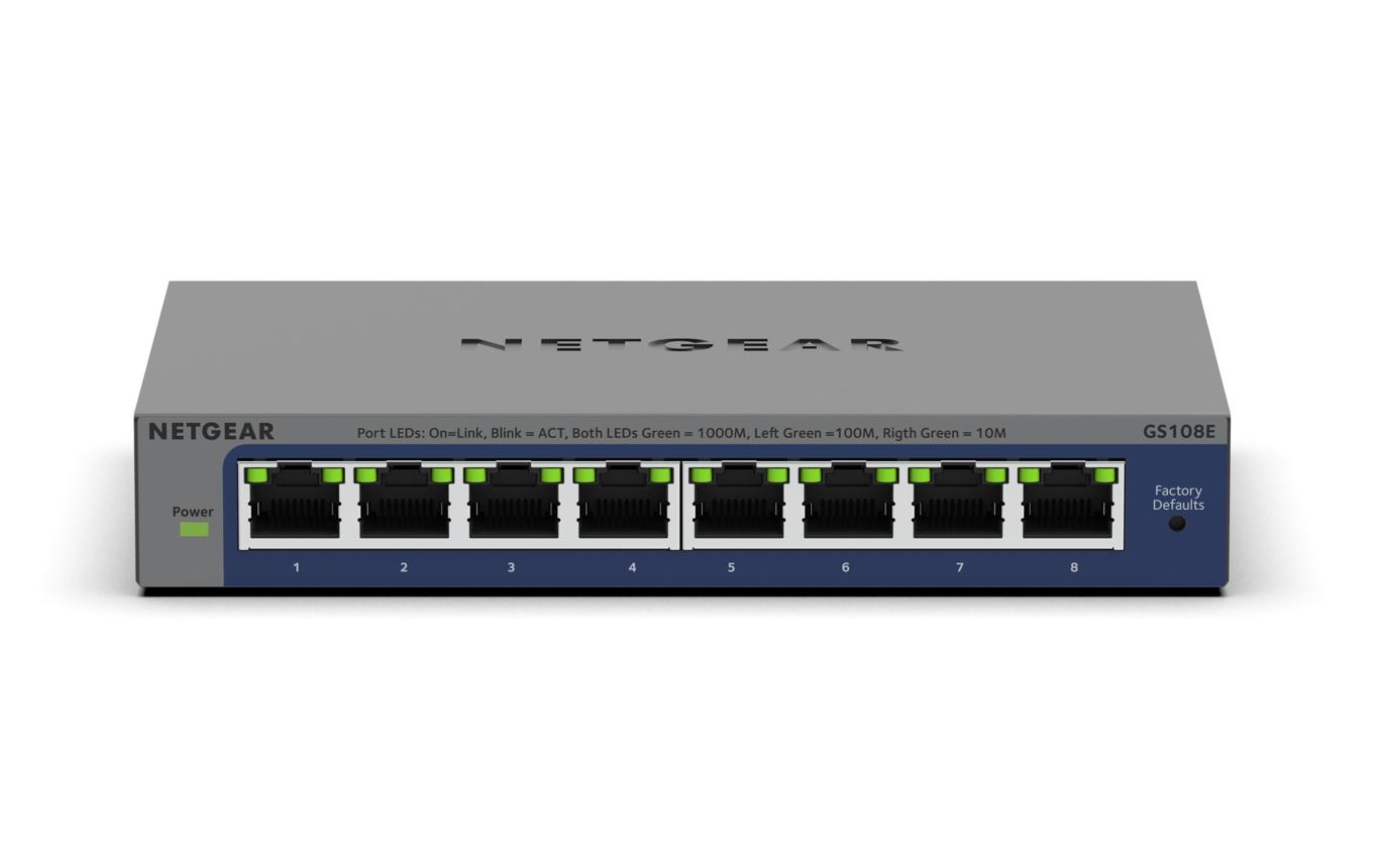 Netgear GS108E-300NAS Gigabit Smart Managed Plus Switch (Gray) - view 3
