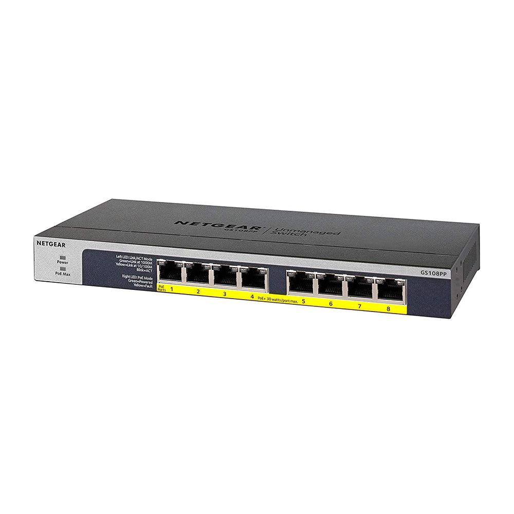 NETGEAR GS108PP – 8-Port Gigabit Ethernet Unmanaged PoE+ Switch (123W) - view 1