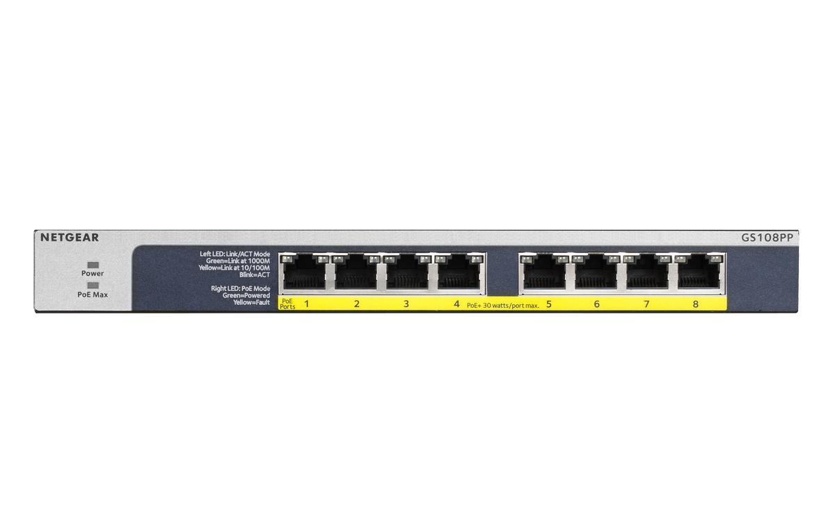 NETGEAR GS108PP – 8-Port Gigabit Ethernet Unmanaged PoE+ Switch (123W) - view 3