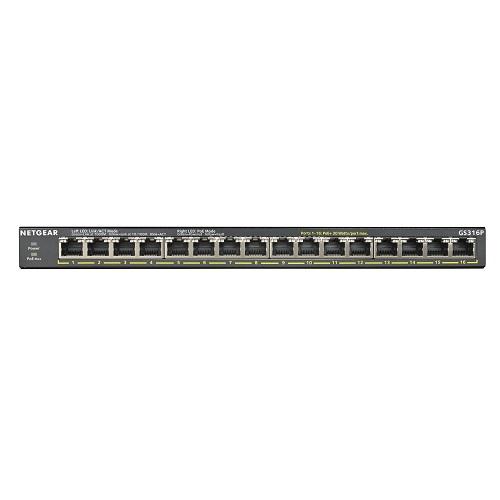 NETGEAR GS316P – 16-Port Gigabit Ethernet Unmanaged PoE+ Switch (115W)