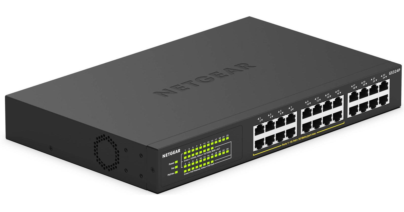 NETGEAR GS324P – 24-Port Gigabit Ethernet Unmanaged PoE+ Switch (190W) - view 1