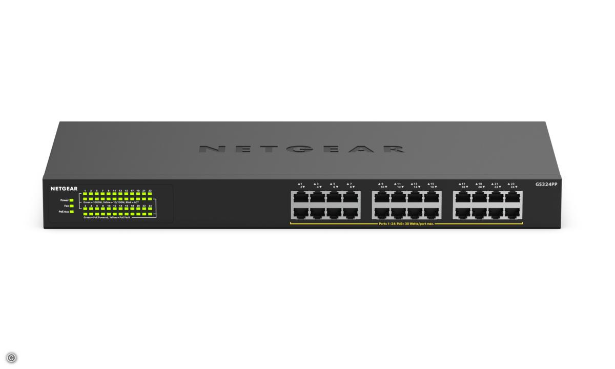 NETGEAR GS324PP – 24-Port Gigabit Ethernet Unmanaged PoE+ Switch (380W) - view 1