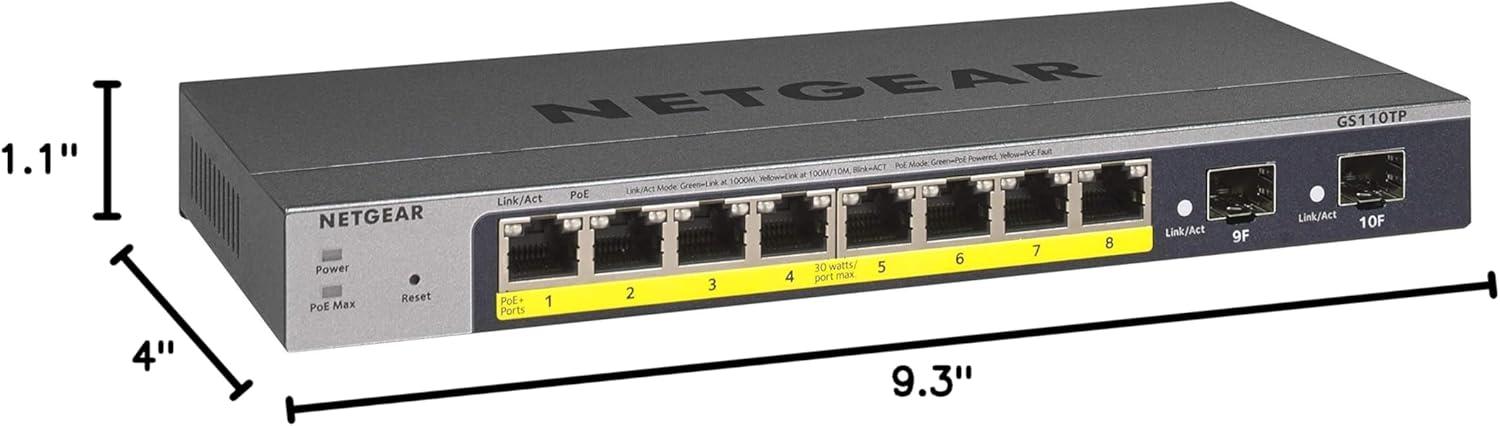 NETGEAR GS110TPP – 10-Port Gigabit Ethernet Smart Managed Pro PoE+ Switch (120W) - view 1
