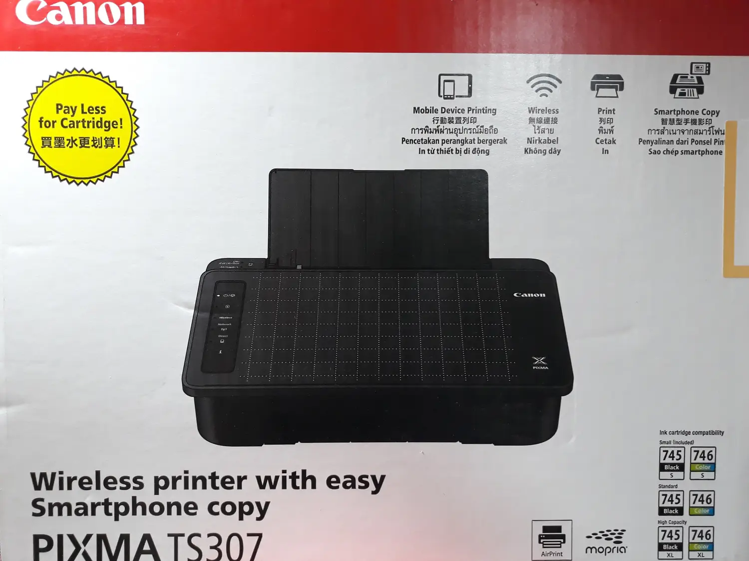 Canon PIXMA TS307, TS307A Single Function WiFi Color Inkjet Printer - view 3
