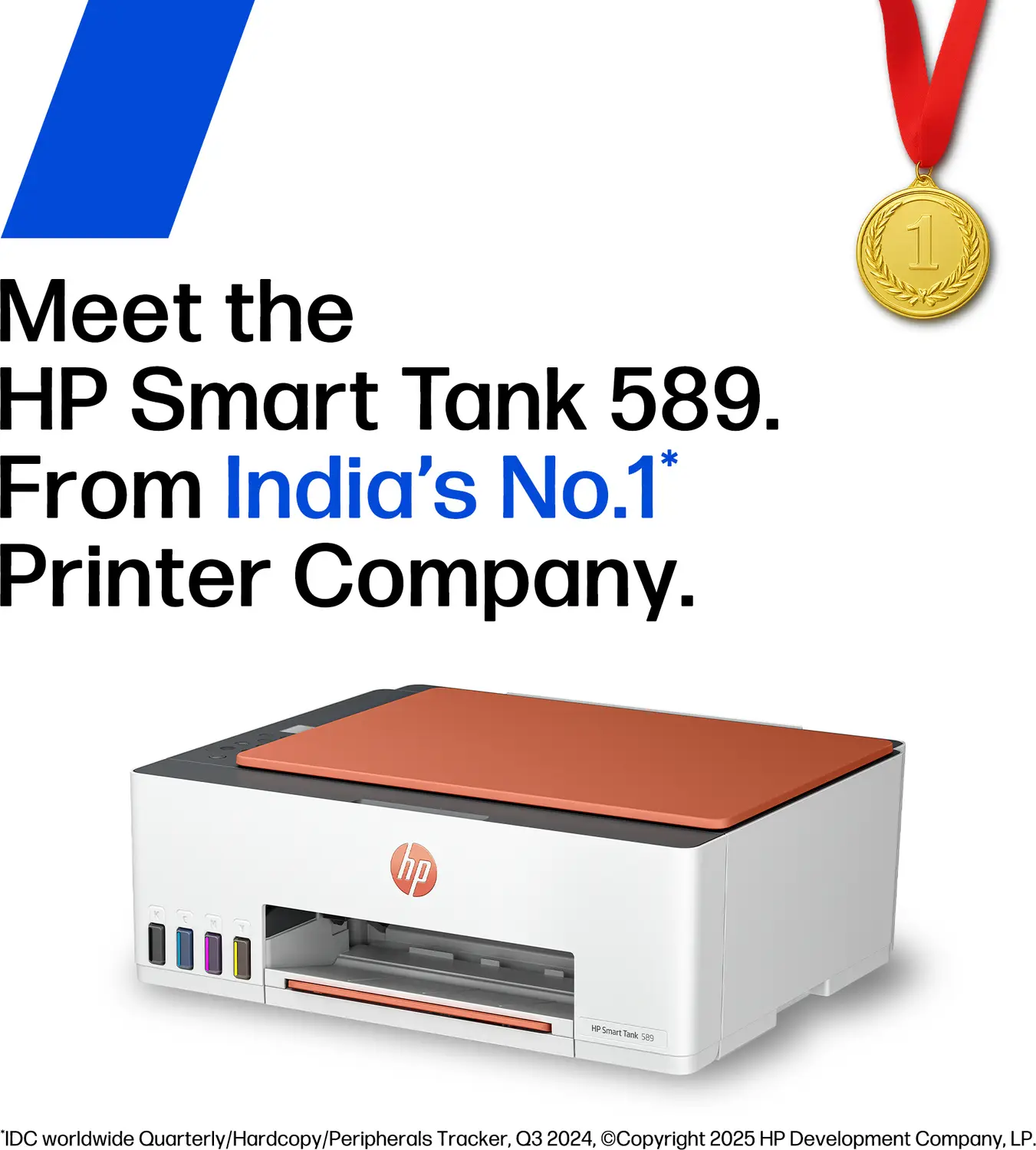 HP Smart All In One 589 Multi-function WiFi Color Ink Tank Printer for Print/Scan/Copy with Up to 4000 Black & 6000 color pages of ink in box - view 1