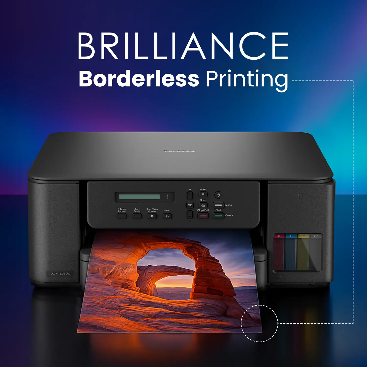 brother DCP-T535DW Multi-function WiFi Color Ink Tank Printer (Borderless Printing) for Print/Copy/Scan with 128MB Memory, Print Pages Upto 15K in Black & 5K in Color Each (CMY), Auto Duplex 2-Sided Printer - view 2