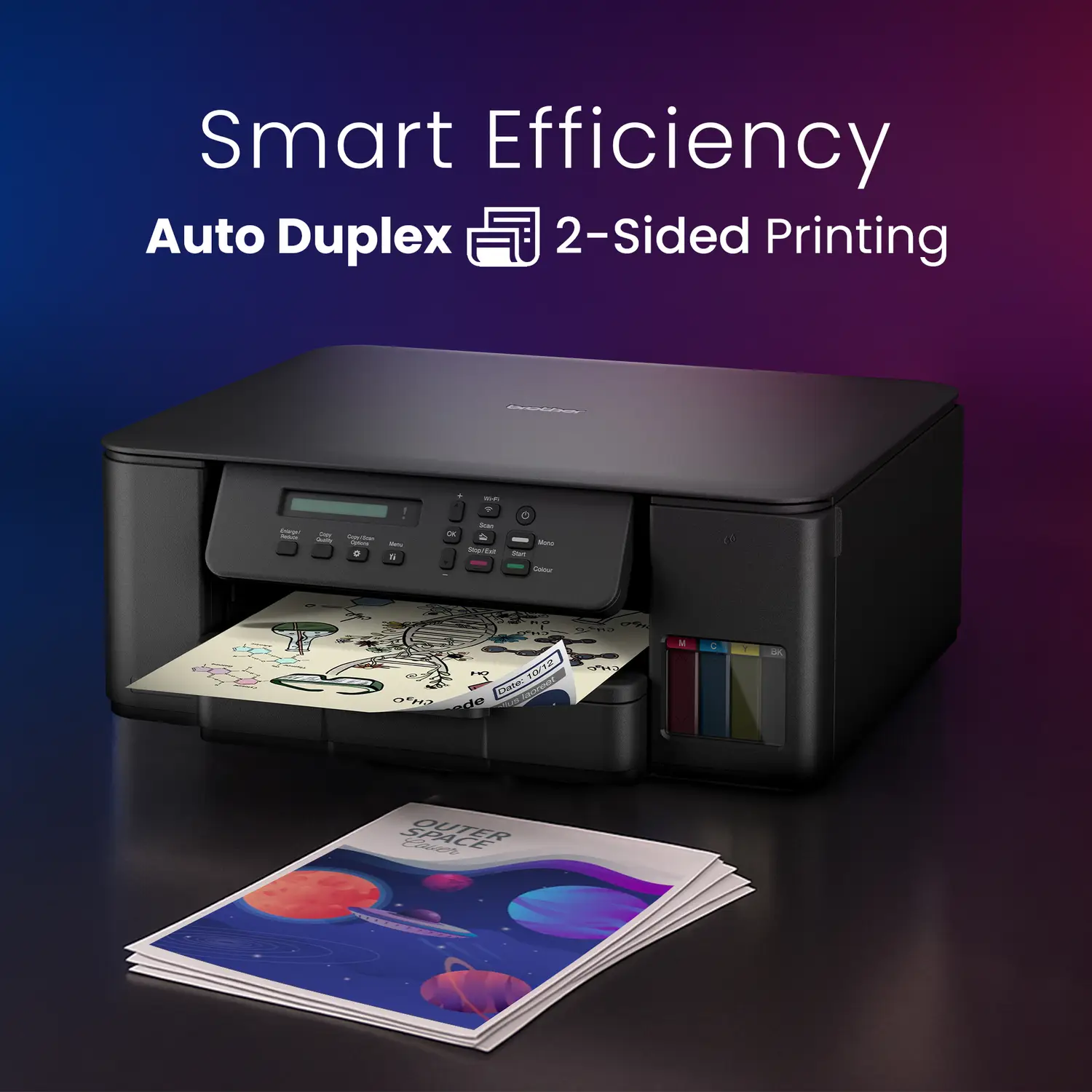 brother DCP-T535DW Multi-function WiFi Color Ink Tank Printer (Borderless Printing) for Print/Copy/Scan with 128MB Memory, Print Pages Upto 15K in Black & 5K in Color Each (CMY), Auto Duplex 2-Sided Printer - view 3