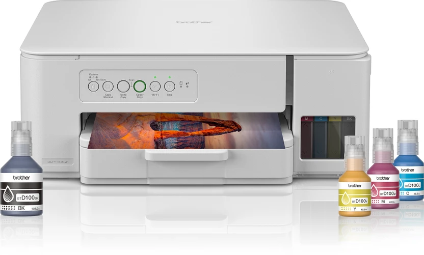 brother DCP-T436W Multi-function WiFi Color Ink Tank Printer (Borderless Printing) for Print/Copy/Scan with 27/11 PPM BK/CL, Print Upto 7.5 K Pages in Black & 5 K in Color Each for(CMY), Best for Home Printing - view 5