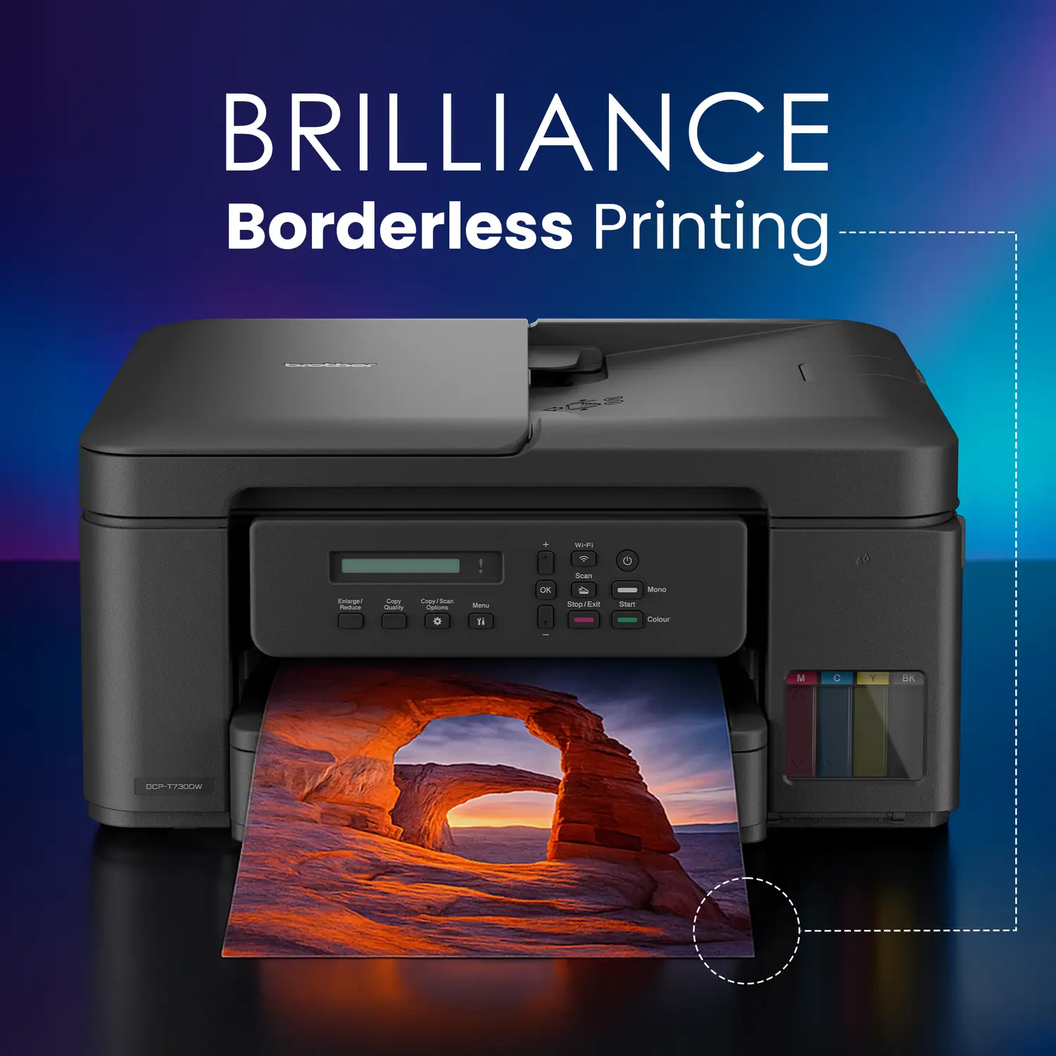 brother DCP-T730DW Multi-function WiFi Color Ink Tank Printer (Borderless Printing) for Print/Copy/Scan with ADF Printer, Print Upto 15K Pages Black & 5K in Color Each for(CMY), Auto Duplex 2-Sided Printer - view 2