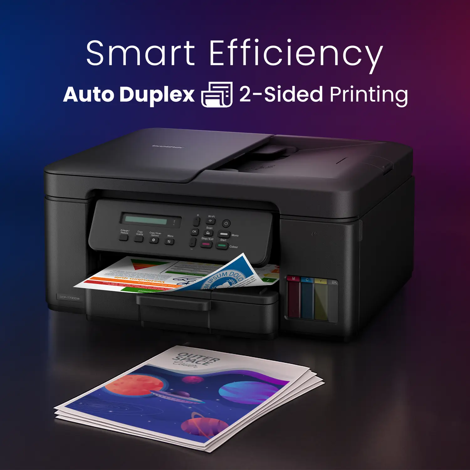 brother DCP-T730DW Multi-function WiFi Color Ink Tank Printer (Borderless Printing) for Print/Copy/Scan with ADF Printer, Print Upto 15K Pages Black & 5K in Color Each for(CMY), Auto Duplex 2-Sided Printer - view 3