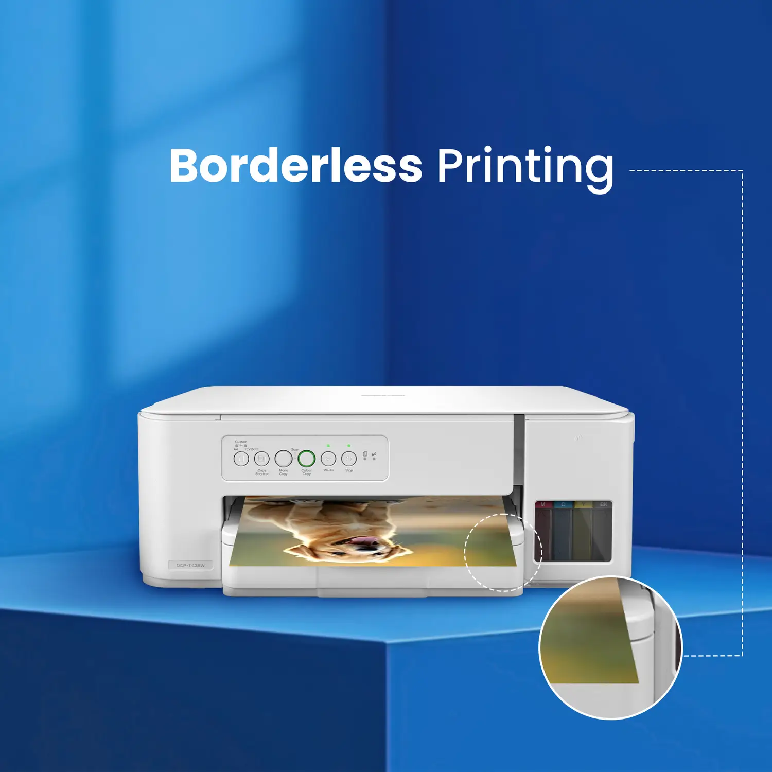 brother DCP-T436W Multi-function WiFi Color Ink Tank Printer (Borderless Printing) for Print/Copy/Scan with 27/11 PPM BK/CL, Print Upto 7.5 K Pages in Black & 5 K in Color Each for(CMY), Best for Home Printing - view 2
