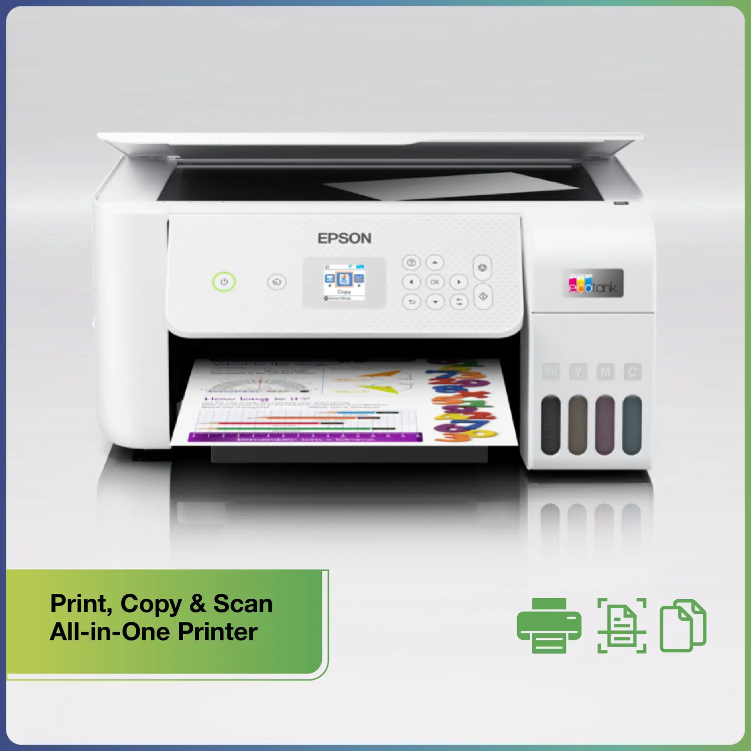 Epson Eco L3266 Multi-function WiFi Color Ink Tank Printer with Voice Activated Printing Google Assistant and Alexa (Color Page Cost: 24 Paise | Black Page Cost: 9 Paise | Borderless Printing) with Micro Piezo Heat Free Technology & 3.6 cm color LCD Scree - view 1