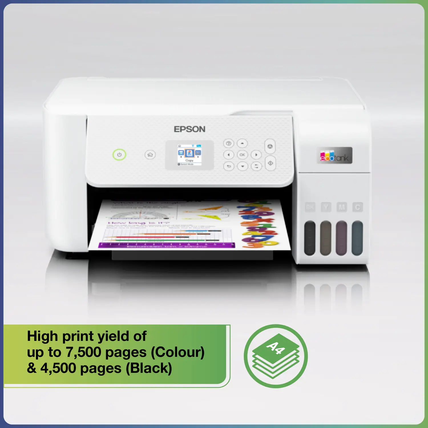 Epson Eco L3266 Multi-function WiFi Color Ink Tank Printer with Voice Activated Printing Google Assistant and Alexa (Color Page Cost: 24 Paise | Black Page Cost: 9 Paise | Borderless Printing) with Micro Piezo Heat Free Technology & 3.6 cm color LCD Scree - view 2