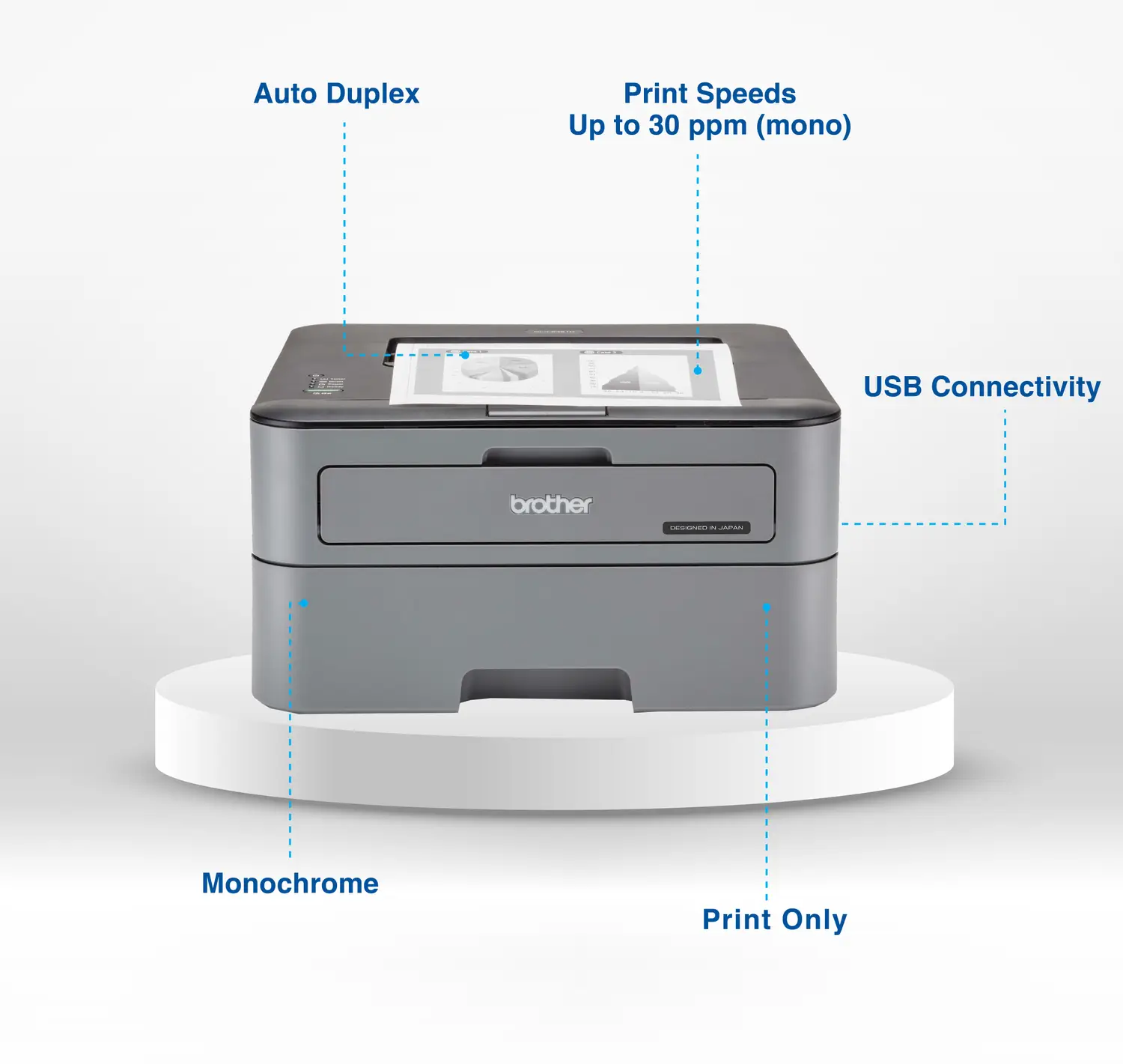 brother HL-L2321D IND Single Function Monochrome Laser Printer (Borderless Printing) with Auto Duplex Feature - view 1