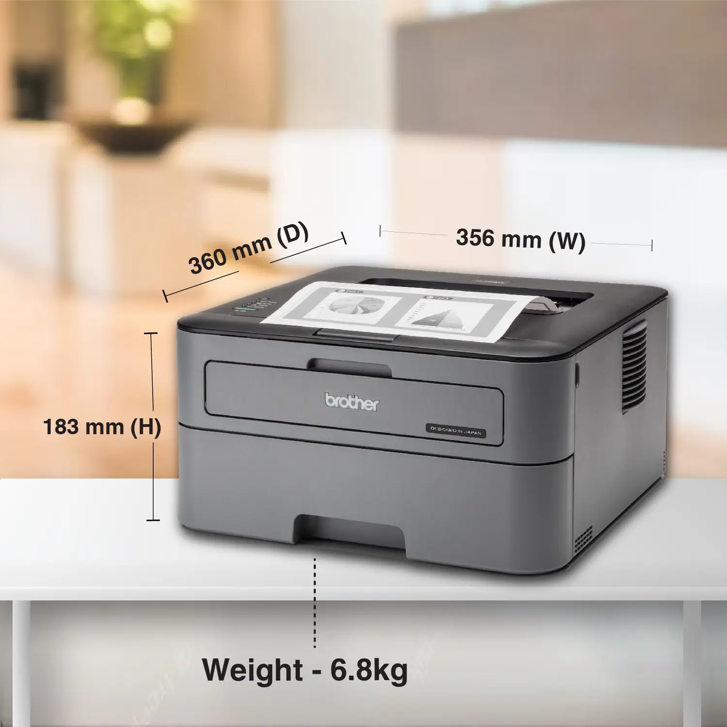brother HL-L2321D IND Single Function Monochrome Laser Printer (Borderless Printing) with Auto Duplex Feature - view 4