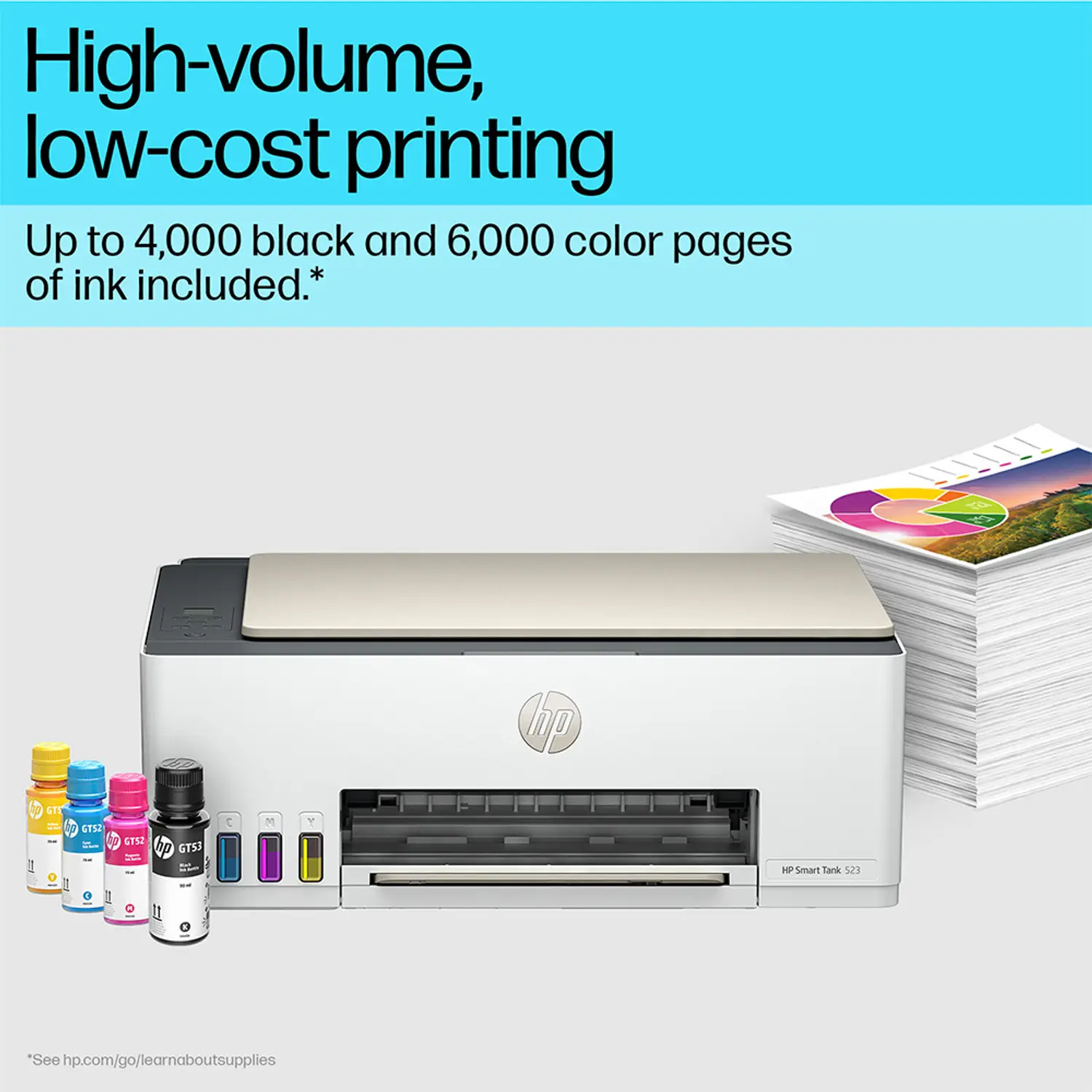 HP Smart Tank All in One 523 Multi-function Color Ink Tank Printer (Borderless Printing) for Print/Copy/Scan with Up to 4000 pages of Black or 6000 pages of color ink in the box - view 1