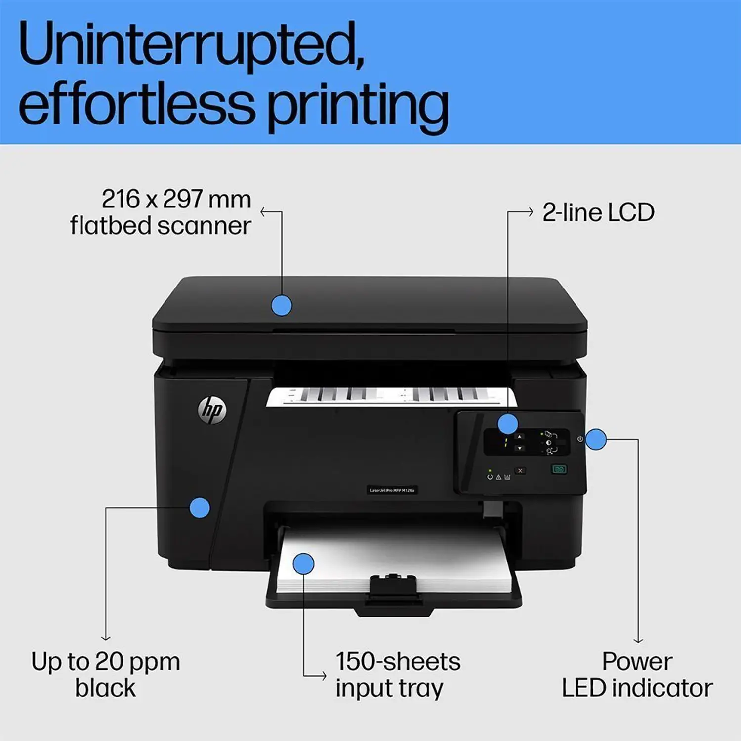HP LaserJet Pro MFP M126a Printer Multi-function Monochrome Laser Printer - view 2