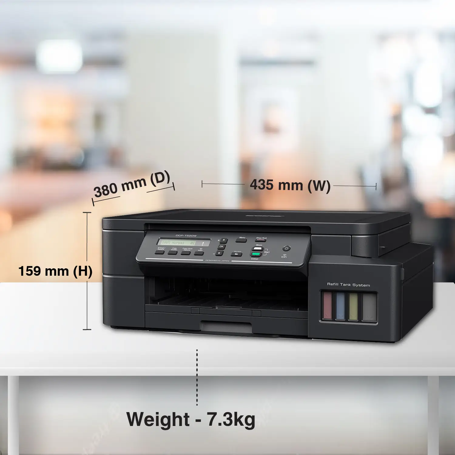 brother DCP-T525W All-in-One Refill Multi-function WiFi Color Ink Tank Printer (Borderless Printing) ideal for Home & Office Usage with 1 Additional Black Ink Bottle - view 4