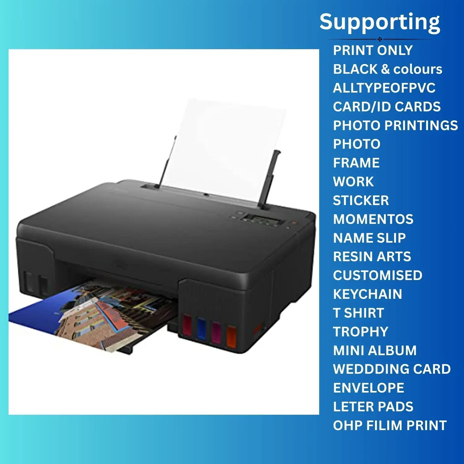 Printer world G500 series T-SHIRT PVC CARD multipurpose Single Function WiFi Color Inkjet Printer - view 1