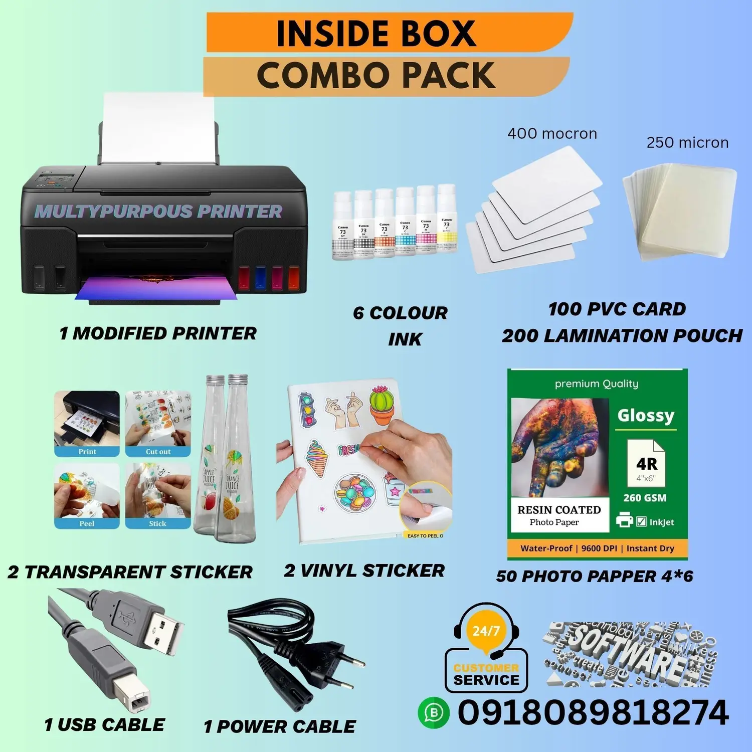 Printer world G500 series T-SHIRT PVC CARD multipurpose Single Function WiFi Color Inkjet Printer - view 4