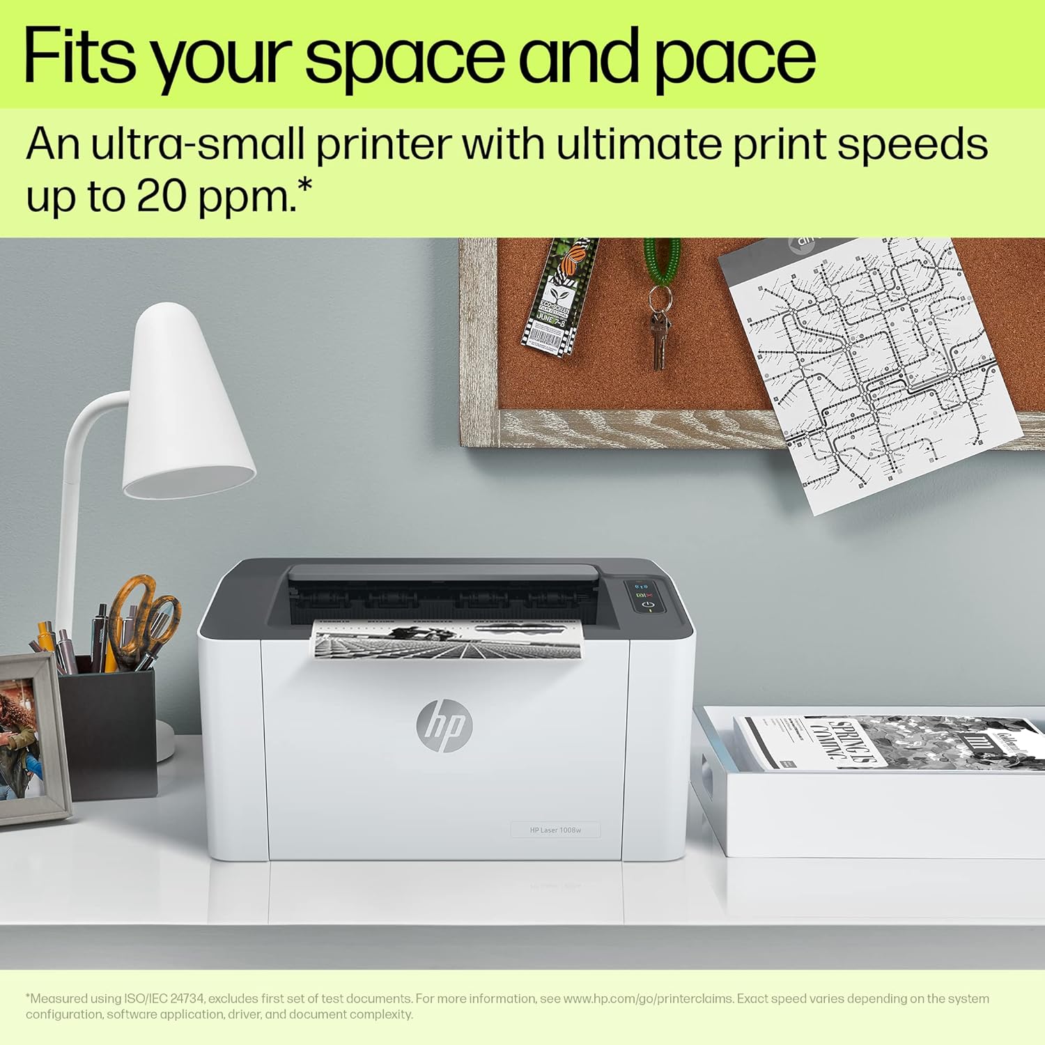 HP Laser 1008w Printer, Wireless, Single Function, Print, Hi-Speed USB 2.0, Up to 21 ppm, 150-sheet Input Tray, 100-sheet Output Tray, 10,000-page Duty Cycle, 1-Year Warranty, Black and White, 714Z9A - view 2