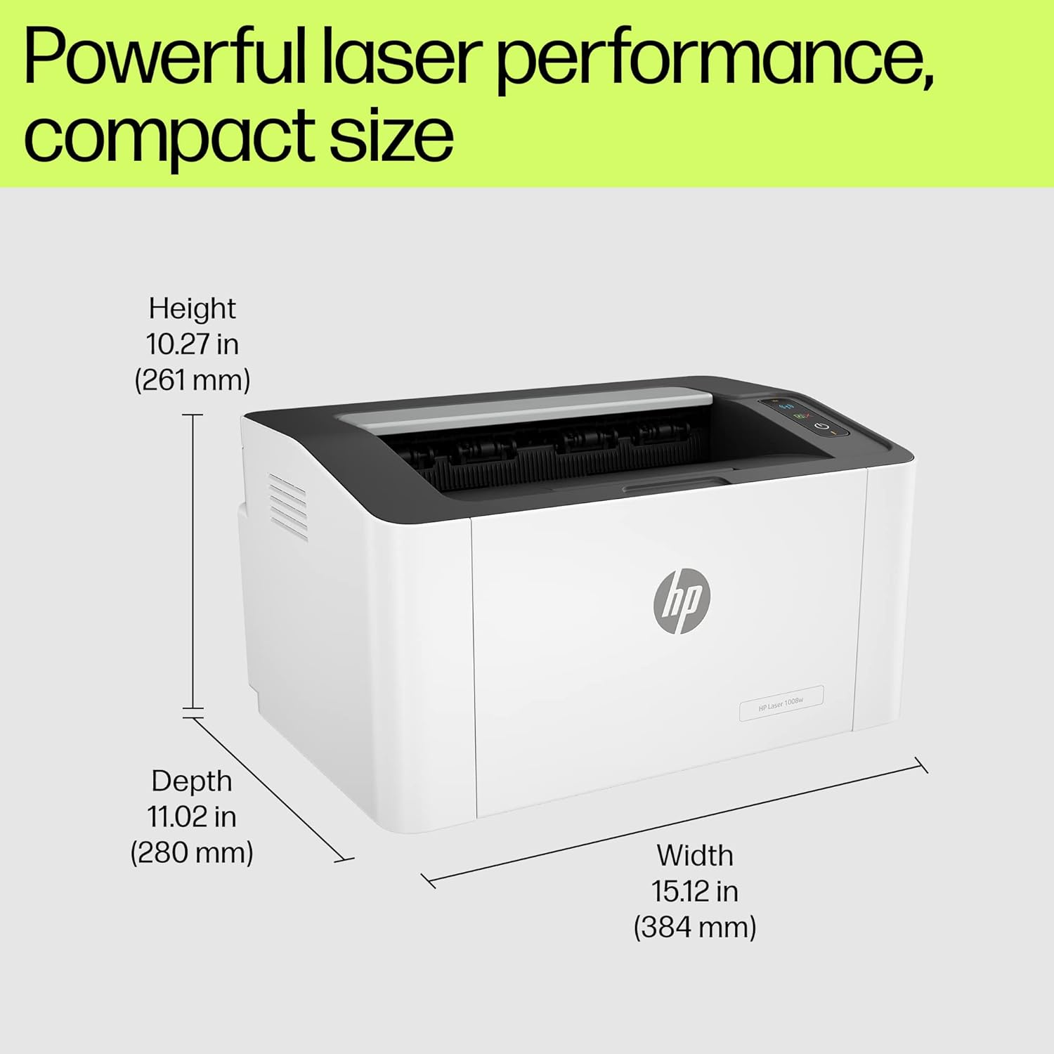HP Laser 1008w Printer, Wireless, Single Function, Print, Hi-Speed USB 2.0, Up to 21 ppm, 150-sheet Input Tray, 100-sheet Output Tray, 10,000-page Duty Cycle, 1-Year Warranty, Black and White, 714Z9A - view 3