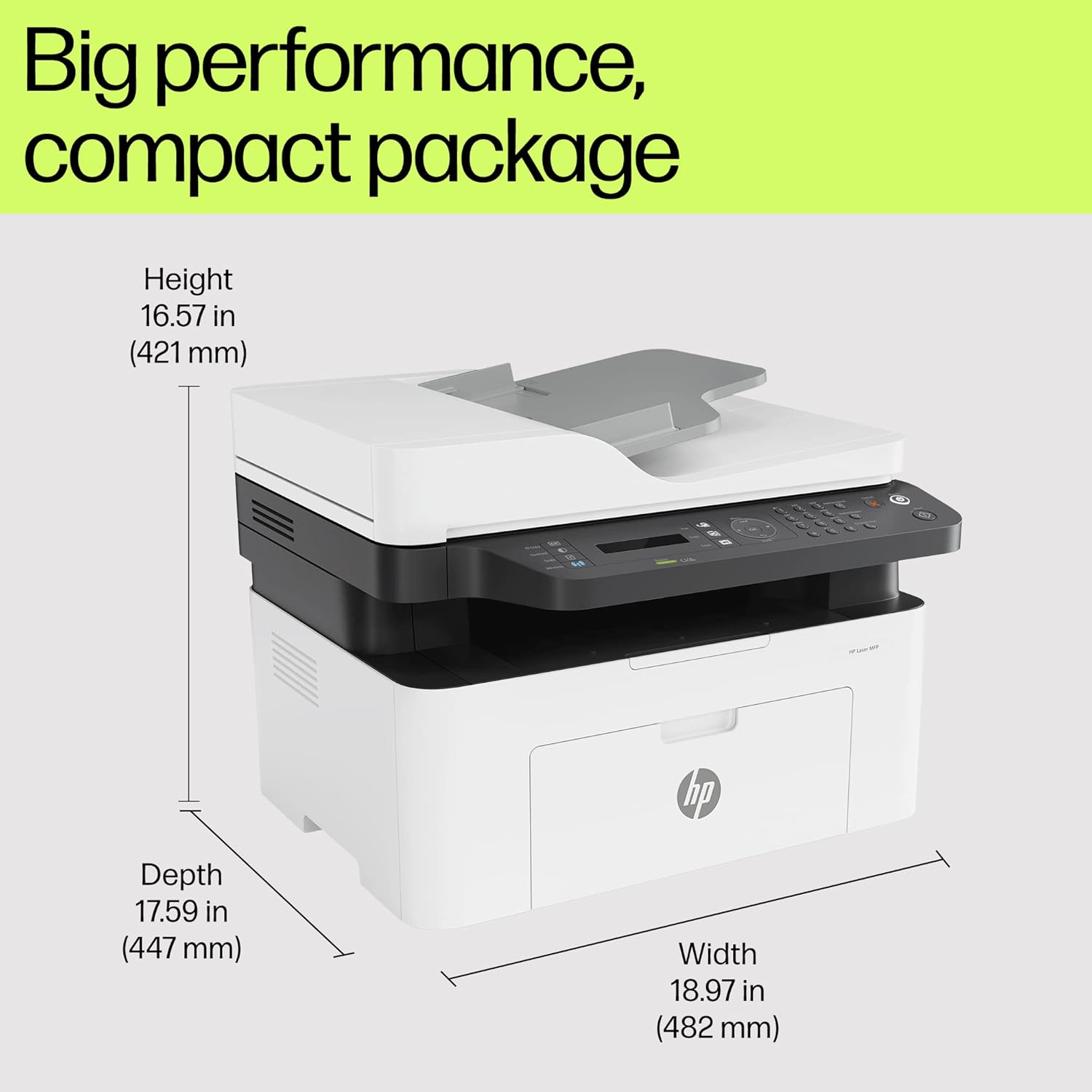 HP Laser MFP 1188fnw, Wireless, Print, Copy, Scan, Fax, 40-Sheet ADF, Hi-Speed USB 2.0, Ethernet, Up to 21 ppm, 150-sheet Input Tray, 100-sheet Output Tray, 1-Year Warranty, Black and White - view 2