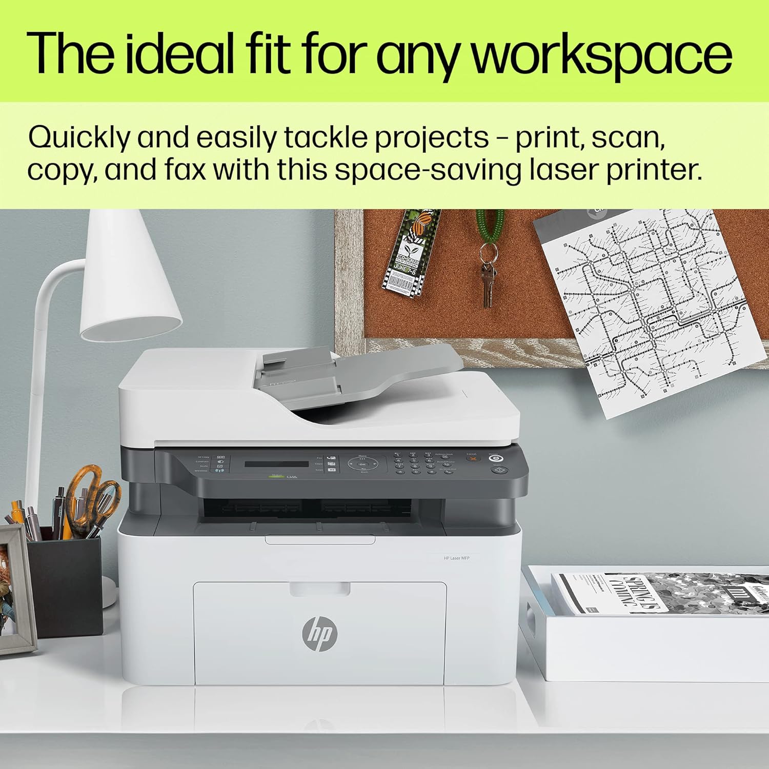 HP Laser MFP 1188fnw, Wireless, Print, Copy, Scan, Fax, 40-Sheet ADF, Hi-Speed USB 2.0, Ethernet, Up to 21 ppm, 150-sheet Input Tray, 100-sheet Output Tray, 1-Year Warranty, Black and White - view 1