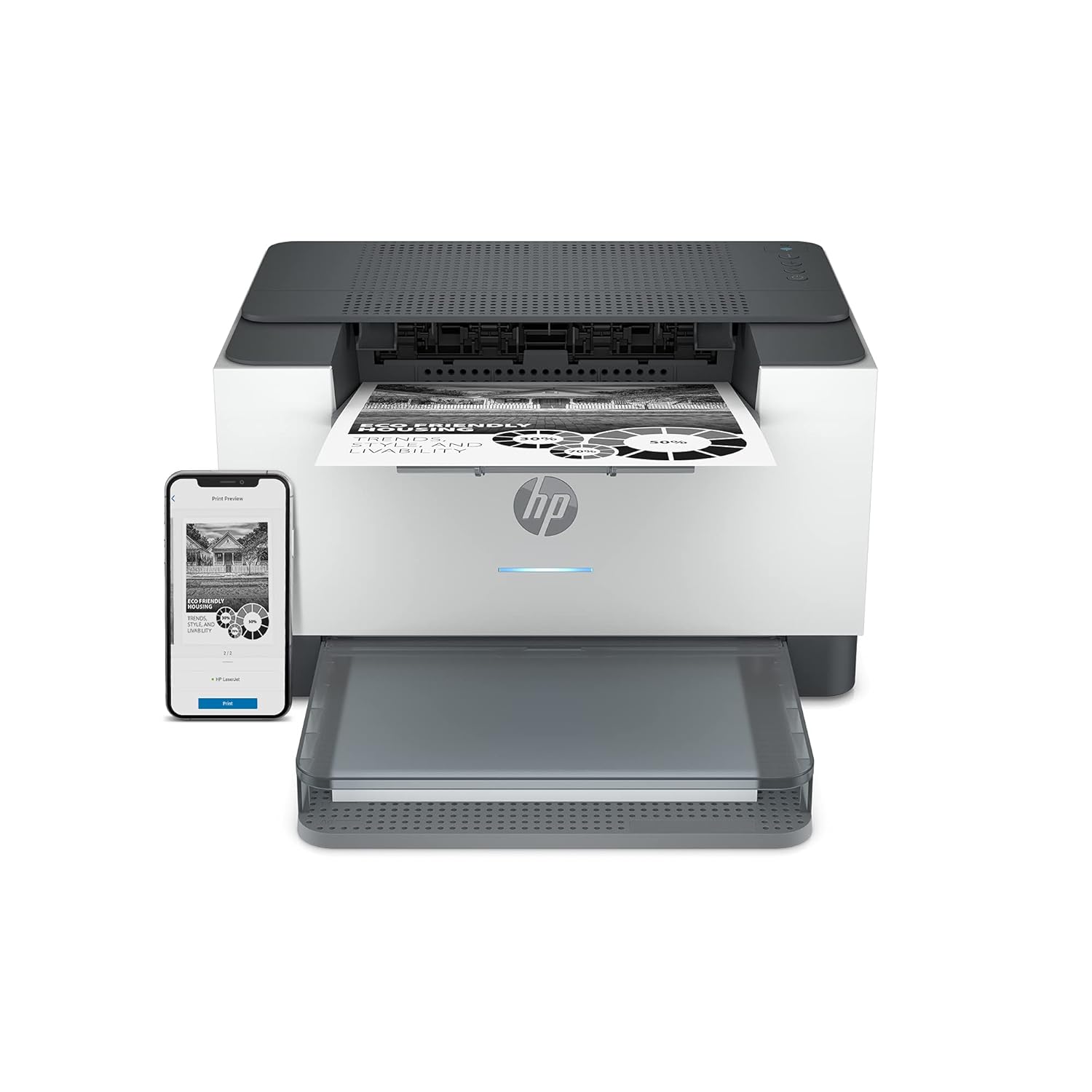 HP LaserJet M208dw Printer, Wireless, Single Function, Print, Hi-Speed USB 2.0, Ethernet, Bluetooth LE, Up to 30 ppm, 150-sheet Input Tray, 100-sheet Output Tray, Black and White, 6GW64A - view 2