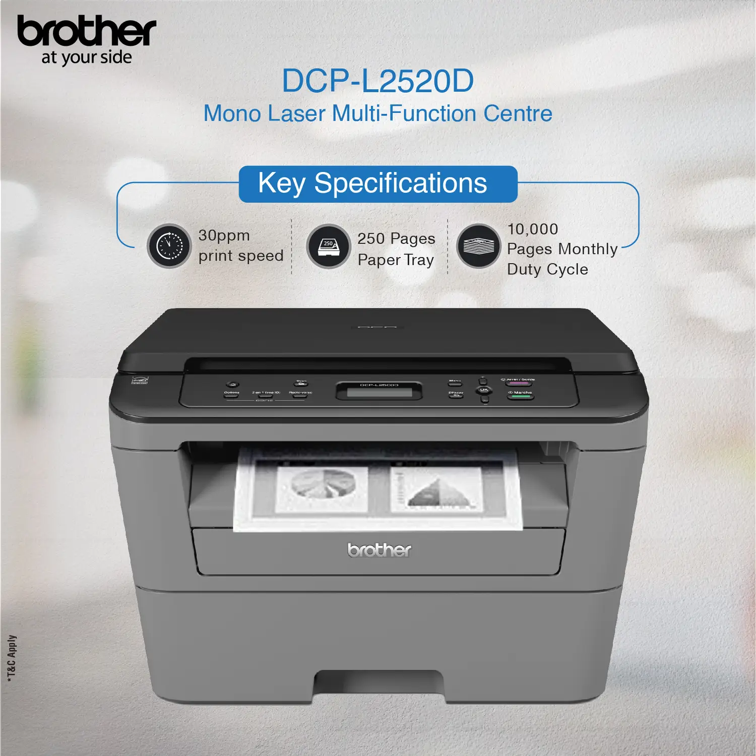 brother DCP-L2520D IND Multi-function Monochrome Laser Printer (Borderless Printing) with Auto Duplex Feature - view 2