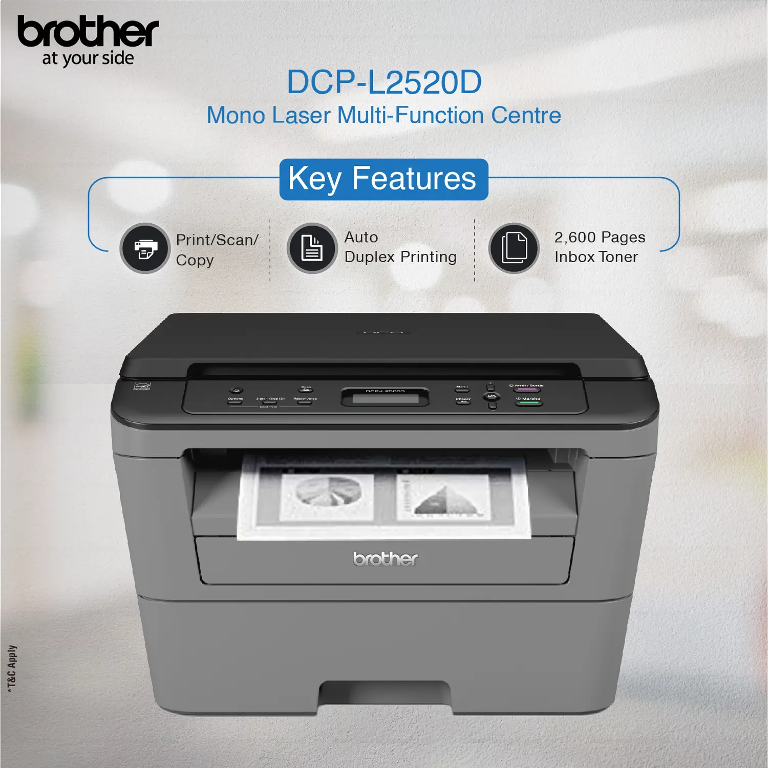 brother DCP-L2520D IND Multi-function Monochrome Laser Printer (Borderless Printing) with Auto Duplex Feature - view 3
