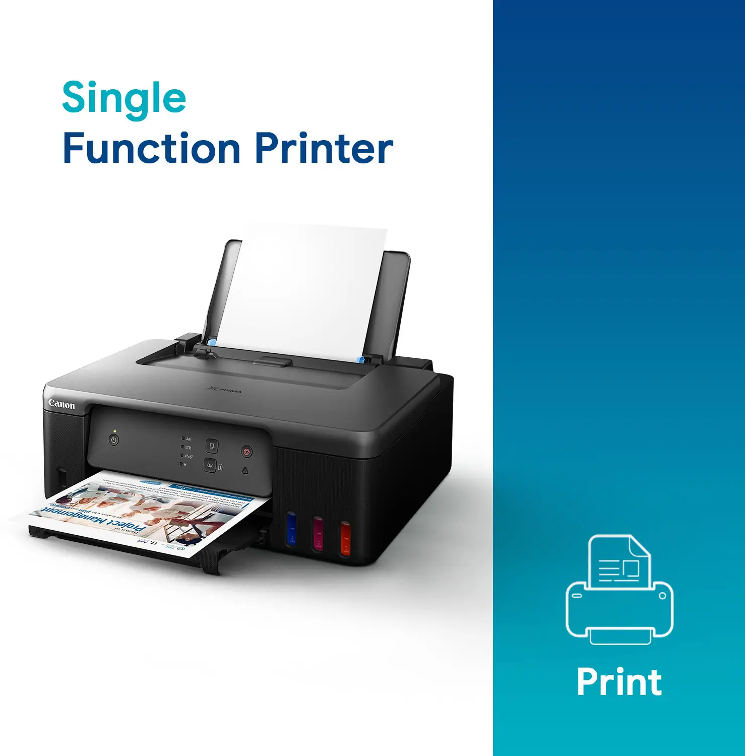 Canon PIXMA MegaTank G1730 Single Function Color Ink Tank Printer with Black (70 ml) & Color (40 ml) ink bottles - view 2