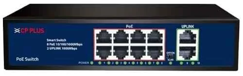 CP Plus 10 Ports 1000Mbps POE Switch, CP-DNW-GPU8G2-96-V4