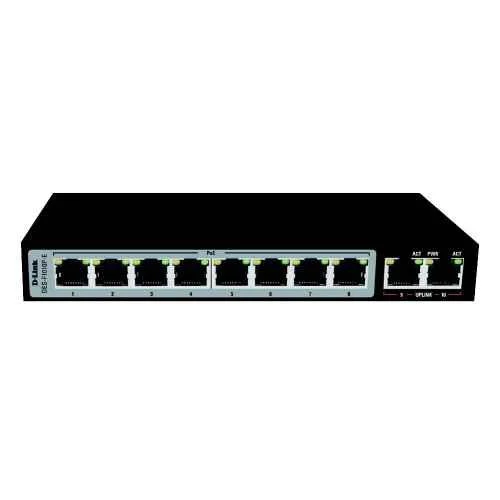 Dlink 8 + 2 1000Mbps 250m PoE Switch DES-F1010P-E