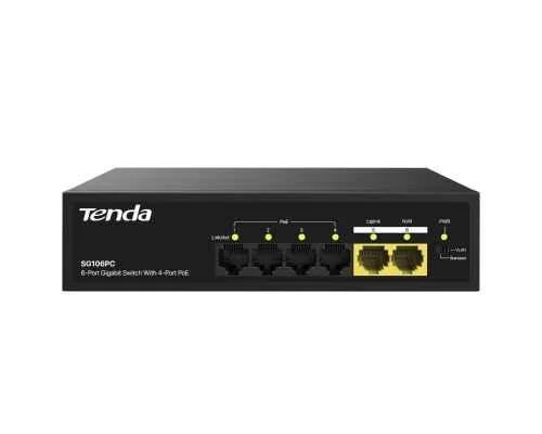 Tenda SG106PC 6 Port Black Gigabit Switch with 4 Port PoE
