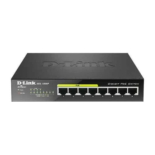 D-Link 8-Ports 10/100/1000Mbps Unmanaged Gigabit With 4 PoE Ports Switch, DGS-1008P
