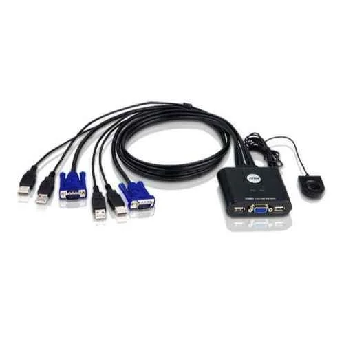 Aten CS22U 0.14W 5VDC 2-Port USB VGA Cable KVM Switch with Remote Port Selector
