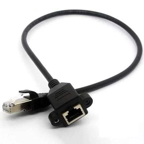 Mak World 1.5m Black Rj45male to Female Panel mount LAN Cable Adapter