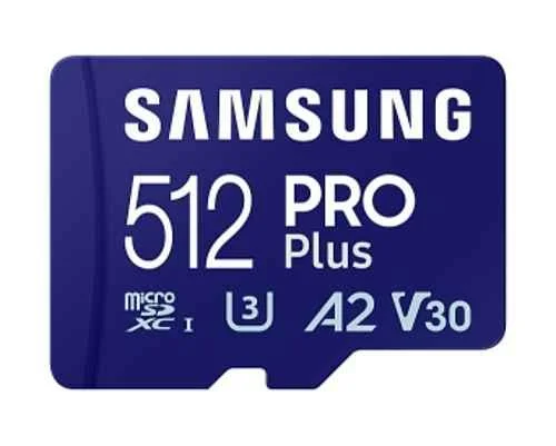 Samsung Pro Plus 512GB C10 MicroSD Memory Card with Adapter, MB-MD512SA/APC